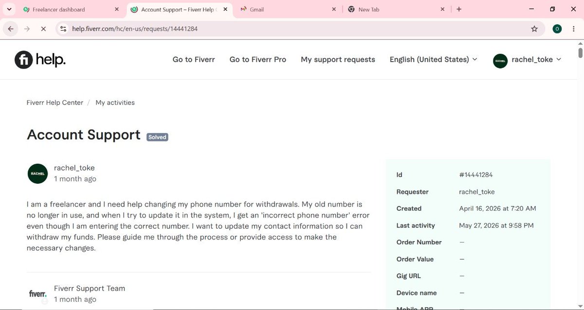 Pauldesigns00's tweet photo. @fiverr @FiverrSupport It has been A MONTH and I still cannot withdraw my earnings due to a phone number update issue. I get an 'incorrect phone number' error even though I'm entering the correct number.

I've sent support messages with ZERO resolution. I need a response TODAY. https://t.co/fpNWeWEQrp