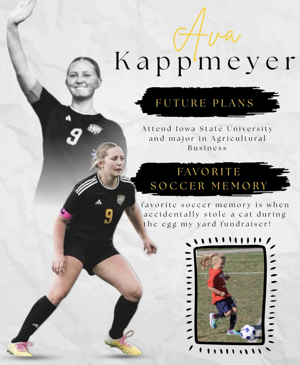 CLGirlsSoccer's tweet photo. 💛SENIOR SPOTLIGHT- AVA KAPPMEYER💛
Thank you for all the memories, leadership and heart you brought to this program. We appreciate all of your hard work and dedication! Your impact won’t be forgotten- best of luck in your next chapter! 💛⚽️🦁 #LIONS https://t.co/B6apWbr2xk