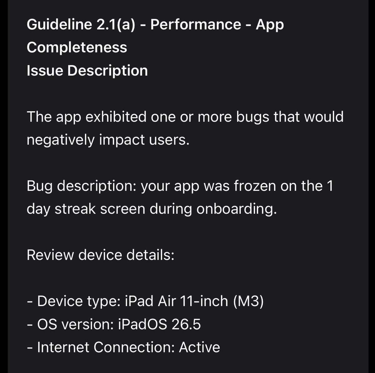 hetvik_'s tweet photo. Day 202 / rejected the app again

-> same ipad edg case with the share button
-> got tired of fighting it, so i completely deleted the share button and pushed to review

started refactoring the ios structural architecture for the 4th app right after
everything is currently broken https://t.co/Zxth3Y2VzA