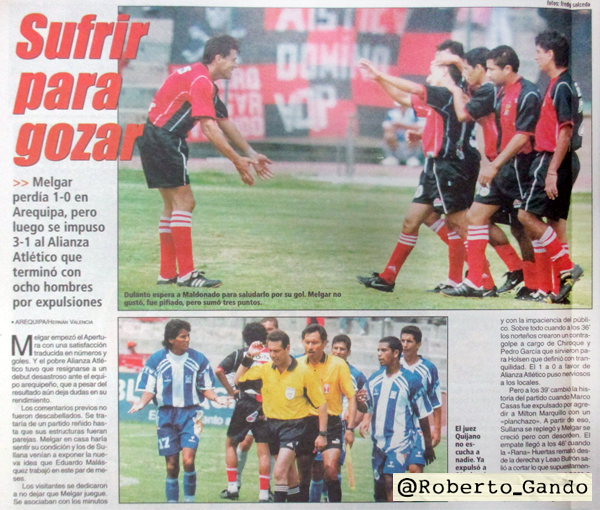 Roberto_Gando's tweet photo. Luego de 23 años Melgar le volteó otra vez el marcador a Alianza Atlético en Arequipa para ganar 3-1. No lo hacía desde el 02/03/2003 con goles de Miguel Huertas, Marcelo Durán 🇺🇾 y Paolo Maldonado tras un gol en el PT de Roberto Holsen.
https://t.co/qCU0890rf9 https://t.co/N3xjIKCF5j