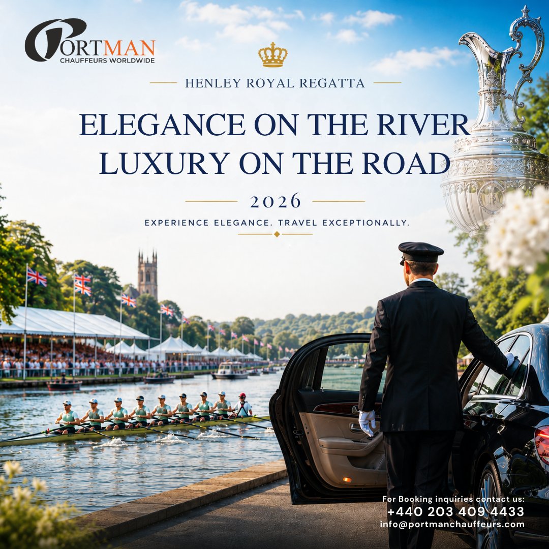 portman_team's tweet photo. Arrive in style at Henley Royal Regatta 2026! ⛵🚗 Portman Chauffeurs delivers VIP luxury from river to road. Book your premium transfer today
📞 +44 203 409 4433 | ✉️ info@portmanchauffeurs.com
#HenleyRoyalRegatta #LuxuryTravel #VIPChauffeur #EliteExperience #PortmanChauffeurs https://t.co/XqDoti874l