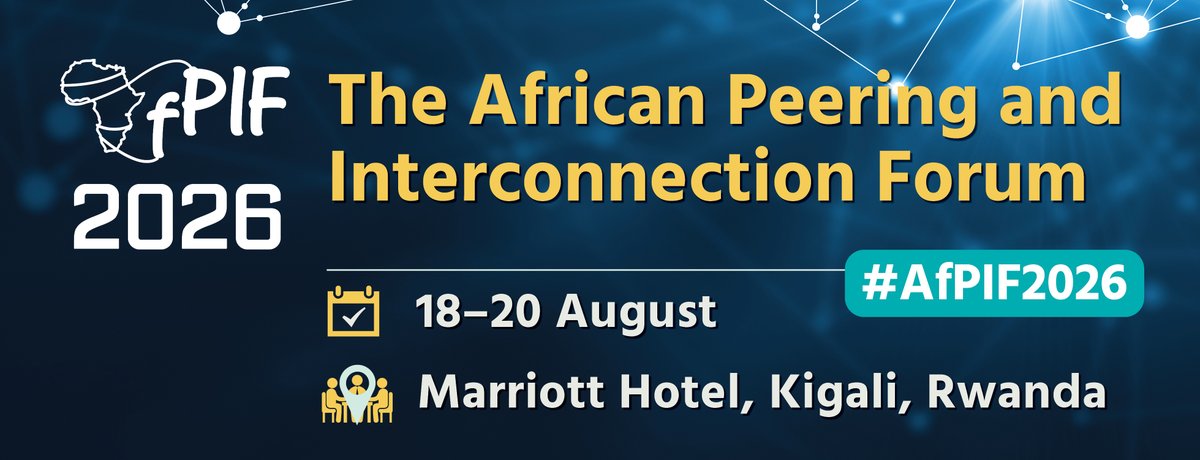 AfPIF's tweet photo. Sponsor #AfPIF2026 and position your brand at the center of #Africa’s growing Internet ecosystem.

Connect with ISPs, IXPs, telecom operators, cloud providers, data centers, content networks &amp; regulators, from across Africa.

📩 See sponsorship options https://t.co/9agS9k9zgA https://t.co/BxtadfLEjB