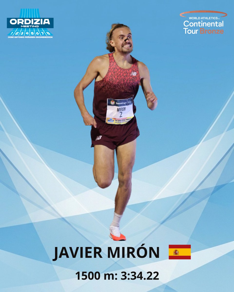 OrdiziaMeeting's tweet photo. 🌟JAVIER MIRÓN🌟

Iaz garaipena eta probako errekor berria lortu ostean🤩, marka berria⏱️ezartzeko asmotan dator Javier Ordizira. Uztailaren 4an denok Altamirara!

1500 m: @BeasaingoUdala saria. https://t.co/wKNSkuzBBX