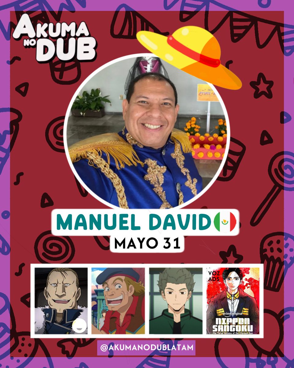 AkumanoDubLatam's tweet photo. 🌲👒 Felicidades Nakama!! 👒🌲
Envíamos un fuerte abrazo a Manuel David / @ManuelDavidMD 🇲🇽 en su Cumpleaños. Fue Voz Adicional en el Arco Isla Gyojin de One Piece.
#OnePiece #Doblaje #Cumpleaños #DoblajeLatino #ManuelDavid https://t.co/UC01YCYWkR
