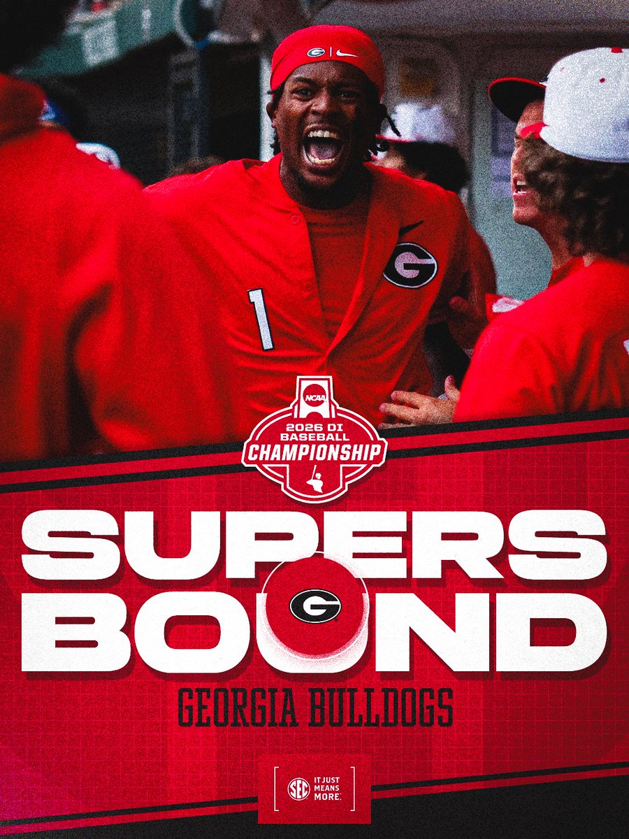 SEC's tweet photo. SUPERS BOUND 🐶

@BaseballUGA x @NCAABaseball https://t.co/y0mHjOyFGX
