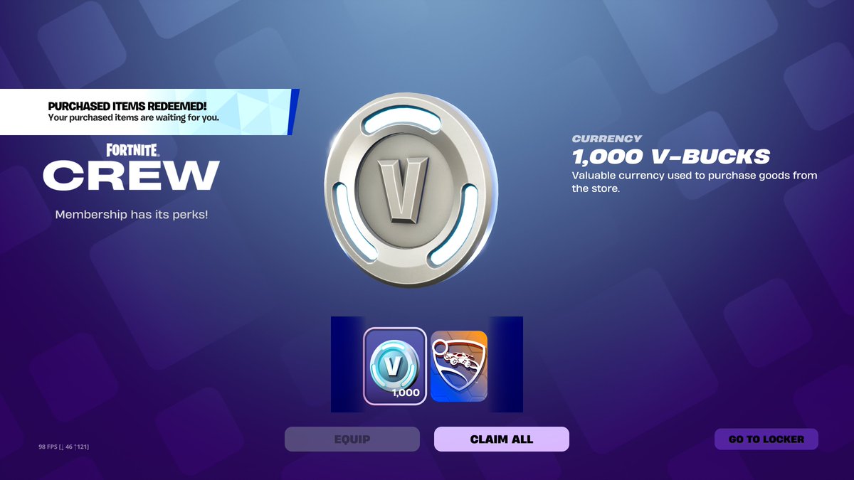 BackersGamesF's tweet photo. THE LAST 1000 VBUCKS I WILL EVER GET FROM CREW 💔💔 https://t.co/olxYrRYVbg
