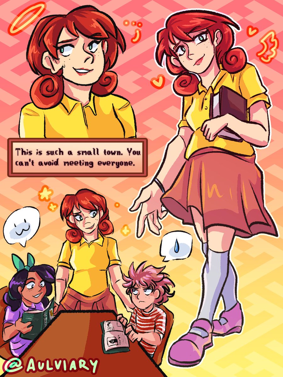 aulviary_'s tweet photo. A good ol' Penny! Gotta love the fact she's the only one teachin the kids.

#stardewvalley #sdvpenny #sdvfanart https://t.co/24xtw2gJxF