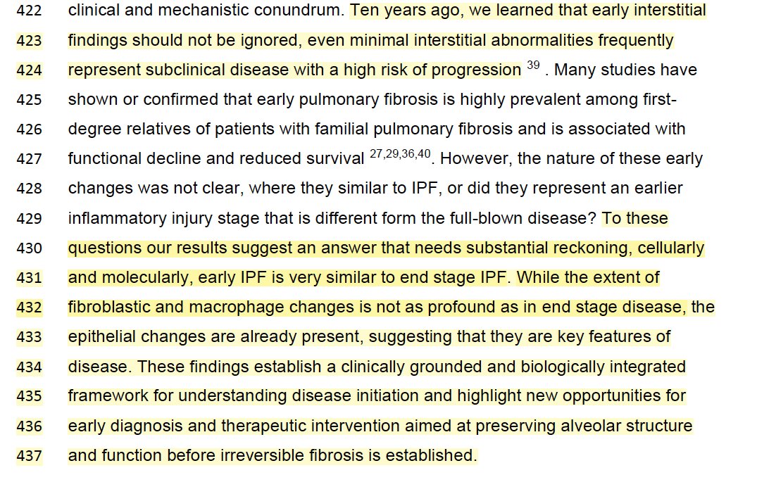 KaminskiMed's tweet photo. But most important is our finding that, not unlike early-stage cancer, the molecular and cellular hallmarks of IPF, a LETHAL disease, occur before loss of pulmonary functions or symptoms, highlighting the urgent need for early detection
#EarlyIPFIsIPF 
https://t.co/yyX28bn7D2 https://t.co/3ZRvdgQyXb