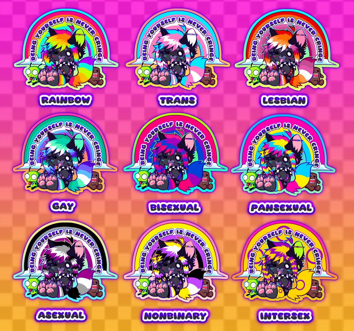 servalsurf's tweet photo. Pride month is coming up and what better way to celebrate than support our fellow LGBTQ+ artists and small businesses? 😊💖💖 I’ve got pride charms and stickers!!

🔗 in 🧵

#furry #furryart #furryartist #pride #pridemonth https://t.co/fCSXFAjT31