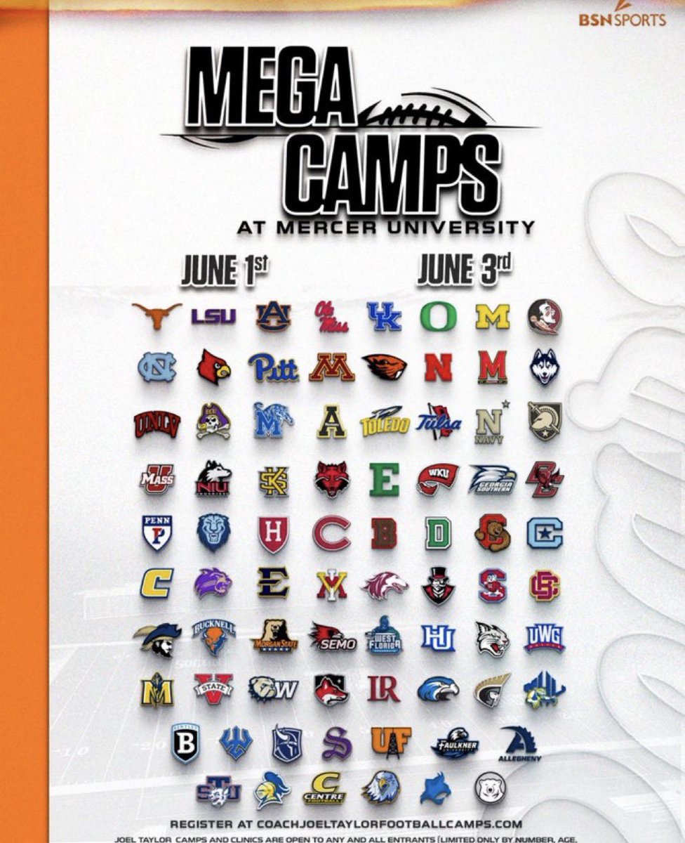 jacksonorgbon's tweet photo. I’ll be ready to compete at Mercer mega camp tomorrow June 1st session 4 @RecruitGeorgia @coachjlovelady @coachGPhillips @VarsityGeorgia @BALLERSCHOICE1 @MCFootballCoach @Coachcal_King https://t.co/PpkS8l5a8W