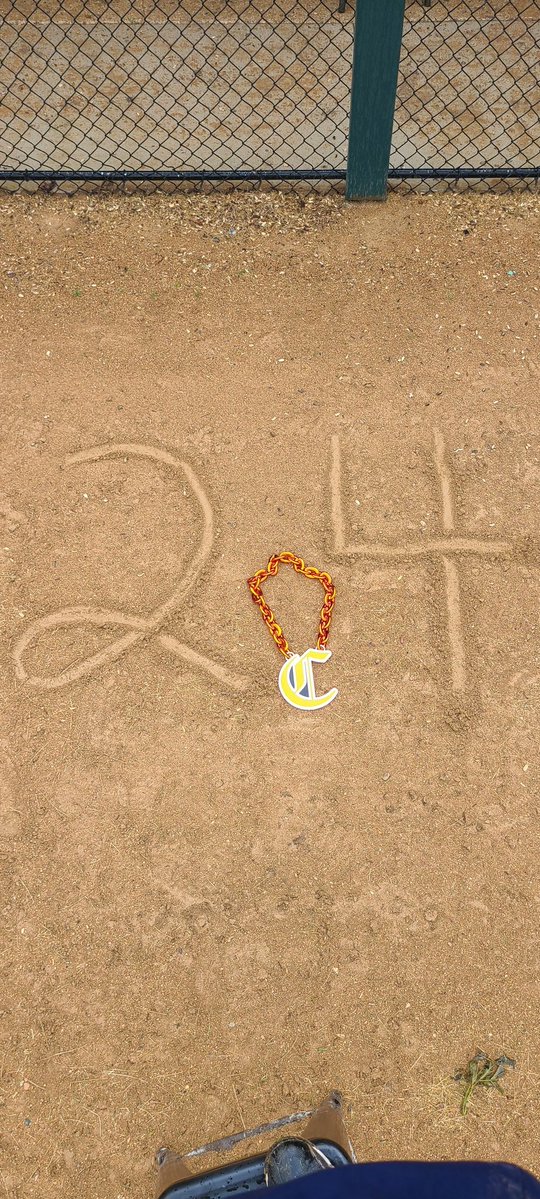 Colognebaseball's tweet photo. 13-3 win over Arlington in 7 innings. Casey Clemensen tosses all 7 giving with 3 ER and 5 K's. Carter Clemensen 3-3 with 5 RBI, 2 runs. 

"MVP chain of the game" goes to Graham Burke. He has been away from the team for personal family matters. This was for you G! Prayers up 🙏 https://t.co/ZdNacwIj4C