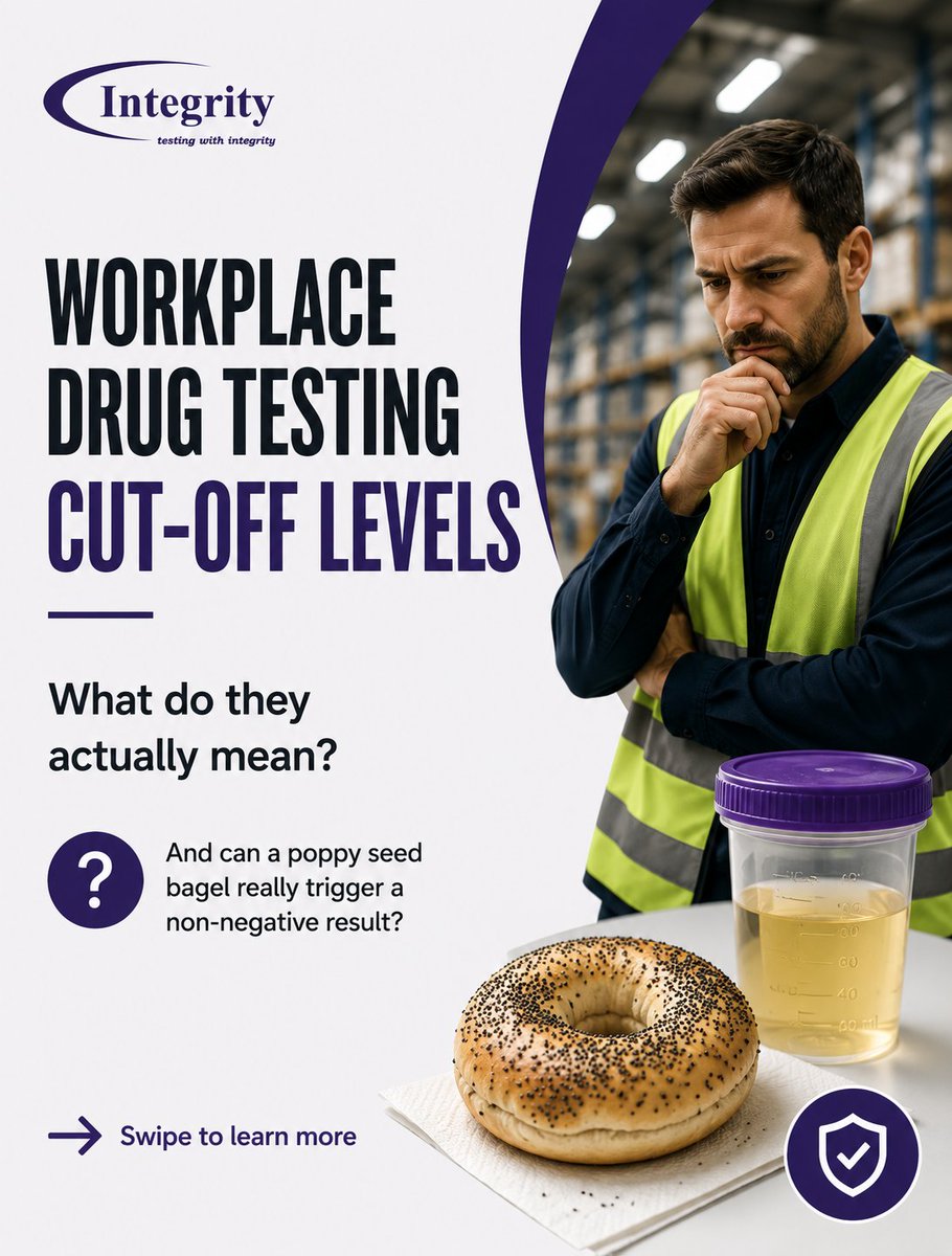 IntegSampling's tweet photo. Workplace drug testing cut-off levels are there for a reason. ⚖️

They help:
✔️ Reduce false results
✔️ Improve consistency
✔️ Support safer workplaces

Have questions about workplace drug &amp; alcohol testing? Our Integrity team is always happy to chat 👋 https://t.co/mHEfq0tF9b