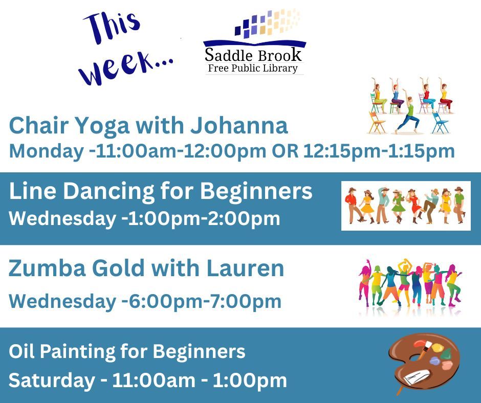 SaddleBrookLib's tweet photo. Break a sweat and then relax with some painting this week.  Registration is required.  https://t.co/96OfRp0MWG https://t.co/HGsAeMDkr9