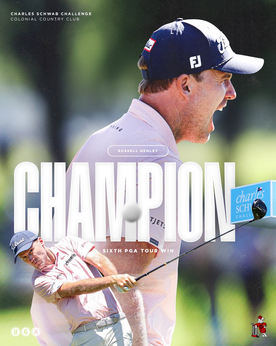 UGAGolf's tweet photo. 𝙒𝙄𝙉 𝙎𝙄𝙓 𝙁𝙊𝙍 𝙍𝙐𝙎𝙎𝙀𝙇𝙇! 

Congratulations to Russell Henley on winning the @CSChallengeFW! 

#DawgsOnTour | #GoDawgs https://t.co/Djyz6rS04j