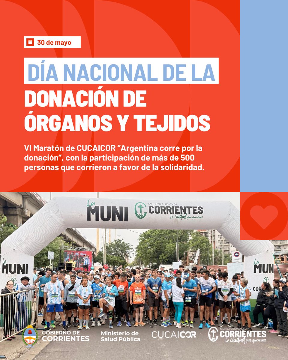 cucaicor's tweet photo. 🏃🏽‍♂️🏃🏽‍♀️💚 Más de 500 personas, una misma causa.

En el marco del Día Nacional de la Donación de Órganos y Tejidos, vivimos una jornada de encuentro, actividad física y concientización 🫂🙌🏽

Gracias a cada maratonista y a las instituciones que acompañaron esta iniciativa ✨🫶🏽 https://t.co/OWE4MBjLhL