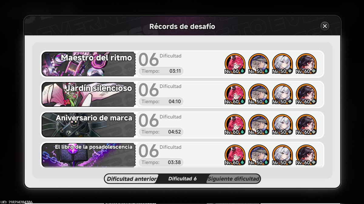 Minimo3C's tweet photo. Hechas las anomalías de encargo de alto riesgo en dificultad 6, sin dupes de personaje ni disco y con el equipo a lvl 60/50 #NTE #NevernessToEverness https://t.co/hRebPoYZHC