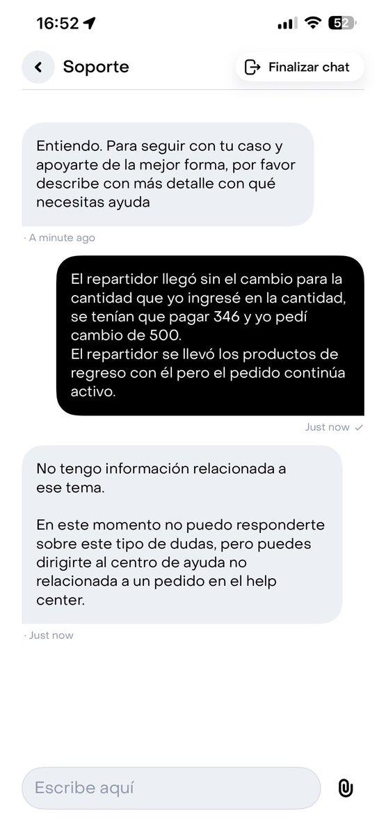 pastry_cat's tweet photo. @RappiMexico Realicé un pedido para pago en efectivo, el repartidor no tenía cambio y se llevó los productos. Ahora la aplicación quiere cobrarme la cantidad del pedido pero el error fue del repartidor. 
La aplicación no me deja generar un reporte. Ayuda. https://t.co/hXCe6HQz3N