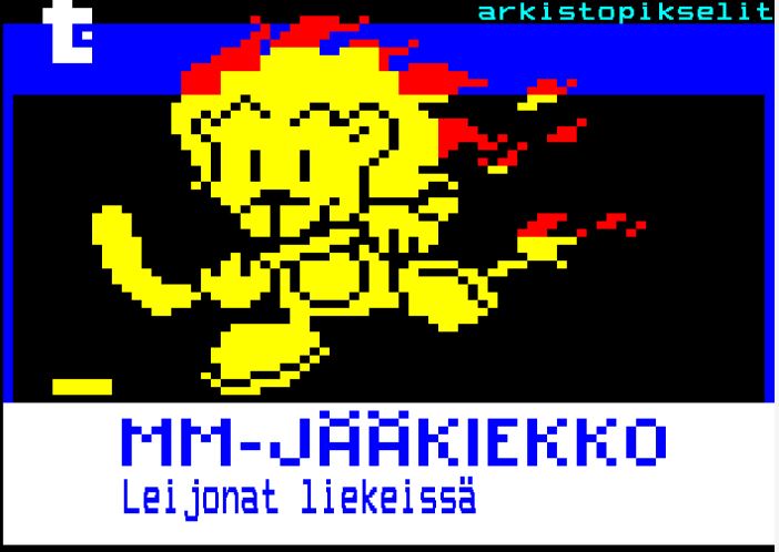 ttvmatti's tweet photo. #arkistopikselit #leijonat #tekstitv-sivu 807 #pixelart #teletext @leijonat #MMkisat #Maailmanmestarit https://t.co/LJCqTUUSBH https://t.co/CwW9vjqDQb