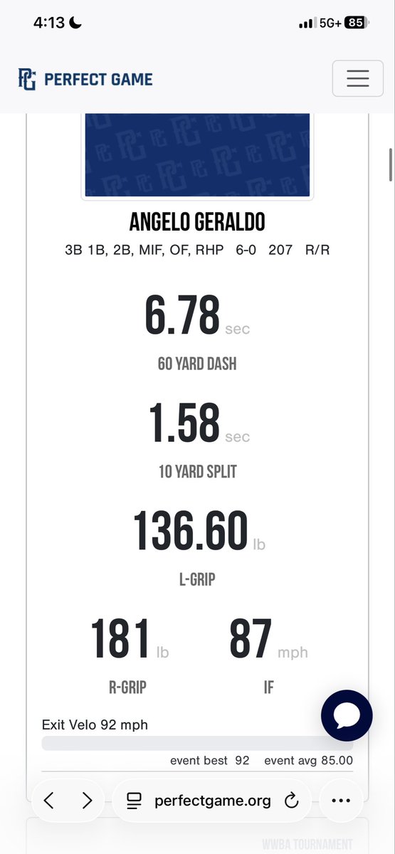 AngeloGeraldo6's tweet photo. Stats from East Coast Sox Perfect Game showcase https://t.co/6hC52V7q9u