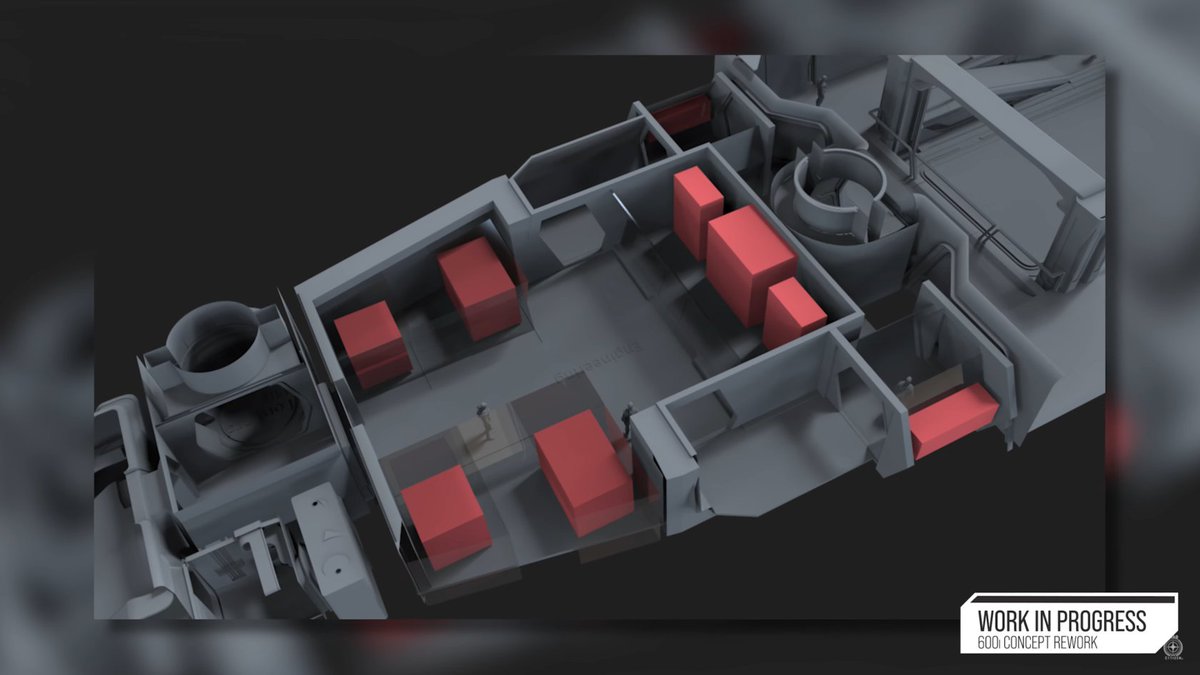 RetroByteVault's tweet photo. From the recent Bar Citizen...

Heard the 2027 Ship Schedule is being worked on, and a certain staff member is pushing for the 600i series rework.  

Who’s excited to finally see the 600i get its long-overdue rework? Those concept images CIG dropped about4 years ago still look incredible. 

There's a lot to be excited about if this actually comes into fruition.

Highlights based on official information from 2023:

- No major changes to the exterior
- Three decks
- Engineering deck below crew habitation area
- Updated components
- Individual crew cabins
- Great-room habitation area
- Improved flow around the ship
- Reduced wasted bridge space, "a few tweaks" to chair layout
- Materials and lighting to the standard of the 890
- Modules shifted to the rear area, allowing them to be larger
- Increased cargo capacity
- Captains quarters only area remaining the same, tho with the bathroom shifted to the other side of the room
- Docking port with ready room for gear
- Improved remote turret design
#StarCitizen