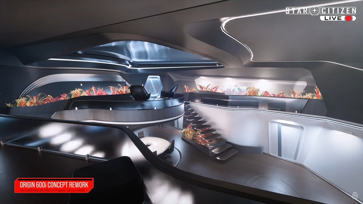 RetroByteVault's tweet photo. From the recent Bar Citizen...

Heard the 2027 Ship Schedule is being worked on, and a certain staff member is pushing for the 600i series rework.  

Who’s excited to finally see the 600i get its long-overdue rework? Those concept images CIG dropped about4 years ago still look incredible. 

There's a lot to be excited about if this actually comes into fruition.

Highlights based on official information from 2023:

- No major changes to the exterior
- Three decks
- Engineering deck below crew habitation area
- Updated components
- Individual crew cabins
- Great-room habitation area
- Improved flow around the ship
- Reduced wasted bridge space, "a few tweaks" to chair layout
- Materials and lighting to the standard of the 890
- Modules shifted to the rear area, allowing them to be larger
- Increased cargo capacity
- Captains quarters only area remaining the same, tho with the bathroom shifted to the other side of the room
- Docking port with ready room for gear
- Improved remote turret design
#StarCitizen