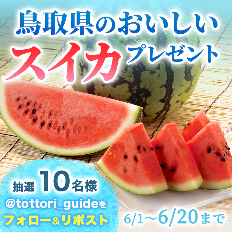 tottori_guide's tweet photo. ＼夏だ！スイカだ！鳥取だ！／
今年もやります😋
鳥取のおいしいスイカプレゼントキャンペーン🍉

応募方法はコチラ
＜応募＞
①＠tottori_guideをフォロー
②この投稿をリポスト

#夏だスイカだ鳥取だ #とっとり旅 #鳥取観光 #鳥取旅行 #鳥取すいか https://t.co/4L4jm2ijEp