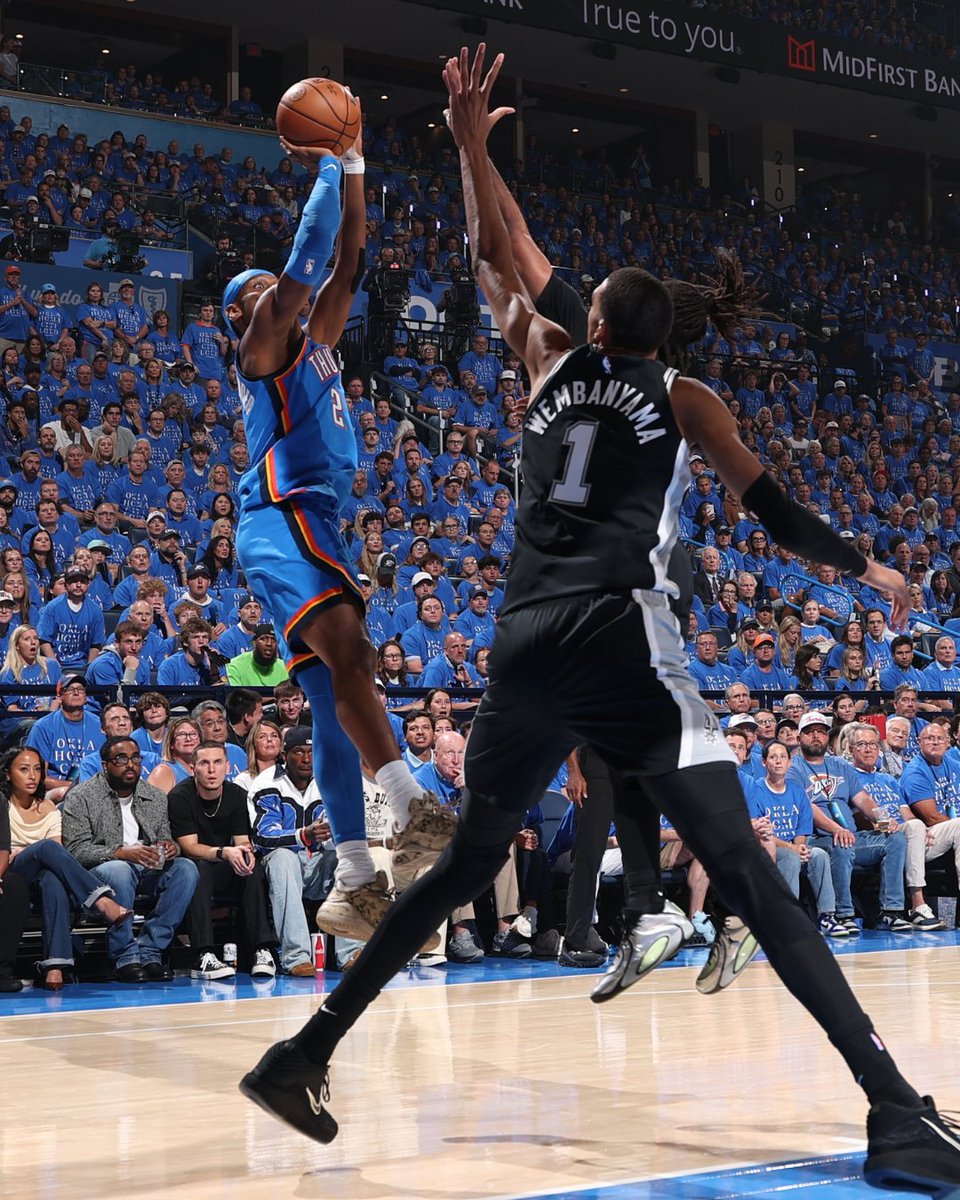 RussFcb's tweet photo. The shot making ability that Shai displayed on Wemby throughout the series were unbelievable https://t.co/JfobkGSyjo