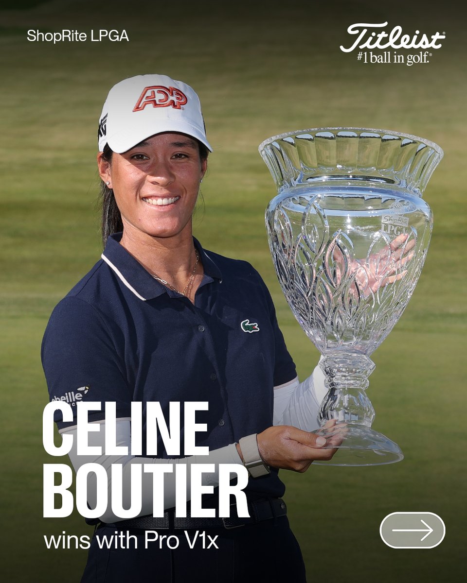 Titleist's tweet photo. Start four shots back. Shoot 66. Take home the trophy. 🏆
@CelineBoutier makes a final-round charge with #ProV1x to win the @ShopRiteLPGA for the second time.
#1ballingolf https://t.co/FZvfgW7uMp