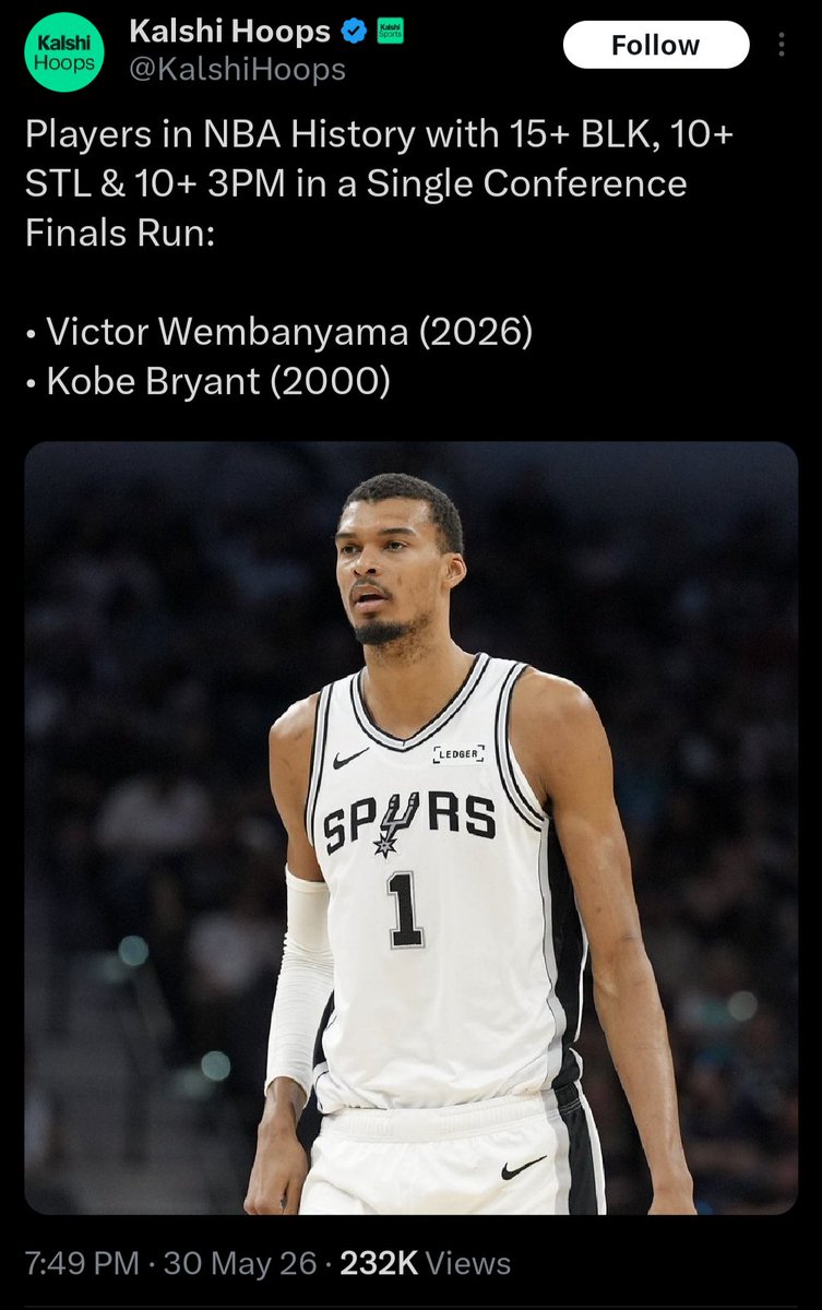 Kryptonate22's tweet photo. @TIBLANC954 @KenHeLive Oops my bad. Forgot 2000 western conference finals, where Wemby joined Kobe last night in history. Thanks for reminding me to add it to the other 3 Western conference finals I  mentioned. 😆. It's not nitpicking, it's proving y'all wrong calling Kobe a Robin. https://t.co/phouugDUXR