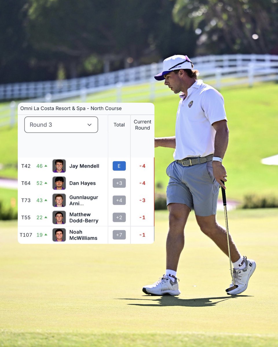 LSUMensGolf's tweet photo. The Tigers started the day at T27 and have launched their way to T16 with a 12-under back nine.

Individuals halfway through ⬇️

⛳️ Live scoring: https://t.co/aYcl6WQjet https://t.co/9Rg9Twa9VG