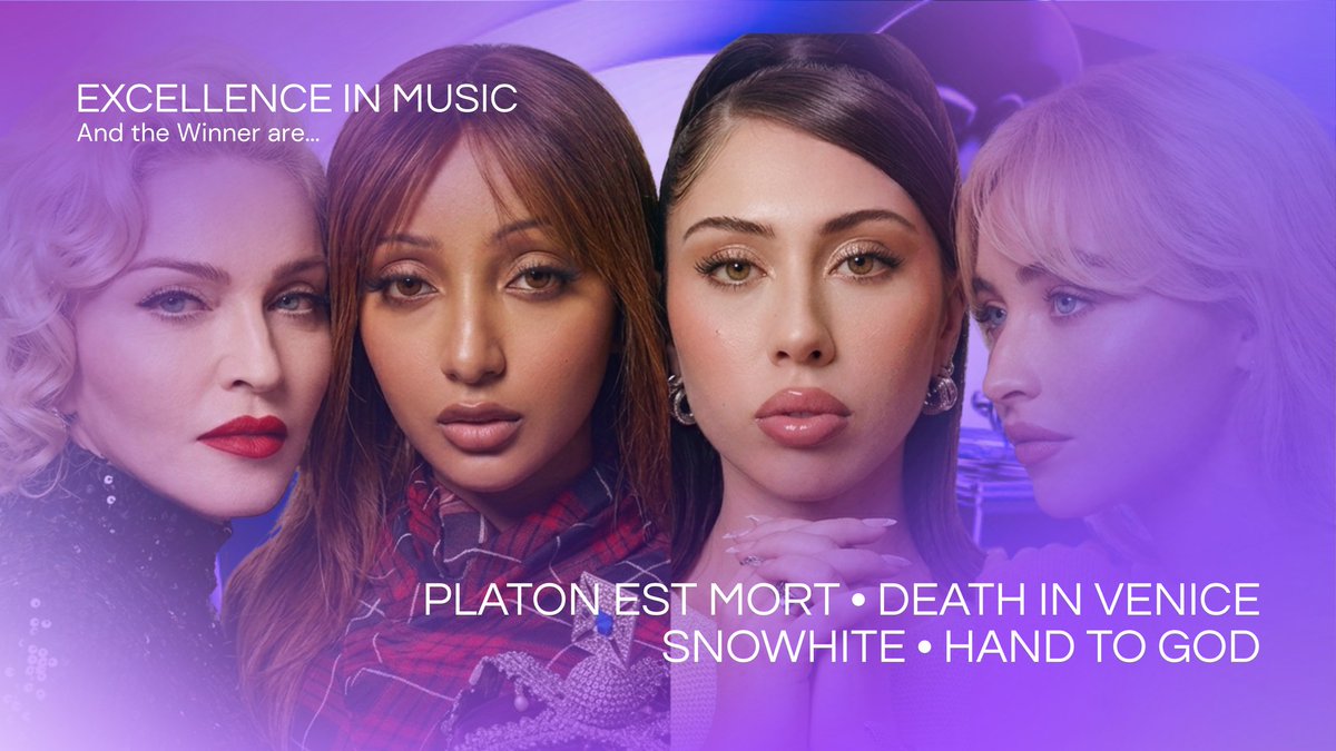 starcademys's tweet photo. O #StarGRAMMYs de “Excellence In Music” vai para...

⤷ “Platon est Mort” — Grace Durant
⤷ “Death In Venice” — Valerie Sinclair
⤷ “Snowhite” — Elena
⤷ “Hand to God” — Carter Valentino https://t.co/SgNePdvWQ8