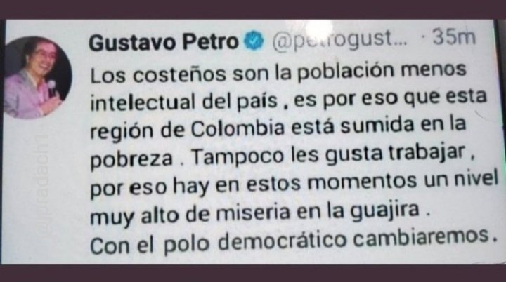 jpradach1's tweet photo. Léan❗
Qué les Pása❗❗
petro ÓDIA a la costa 😡❗❗
Y votan por el que los Maltráta❓
#CosteñosConAbelardoEnSegunda
#CosteñosConAbelardoEnSegunda
#CosteñosConAbelardoEnSegunda
#CosteñosConAbelardoEnSegunda
#CosteñosConAbelardoEnSegunda https://t.co/t0i5U0sYpJ