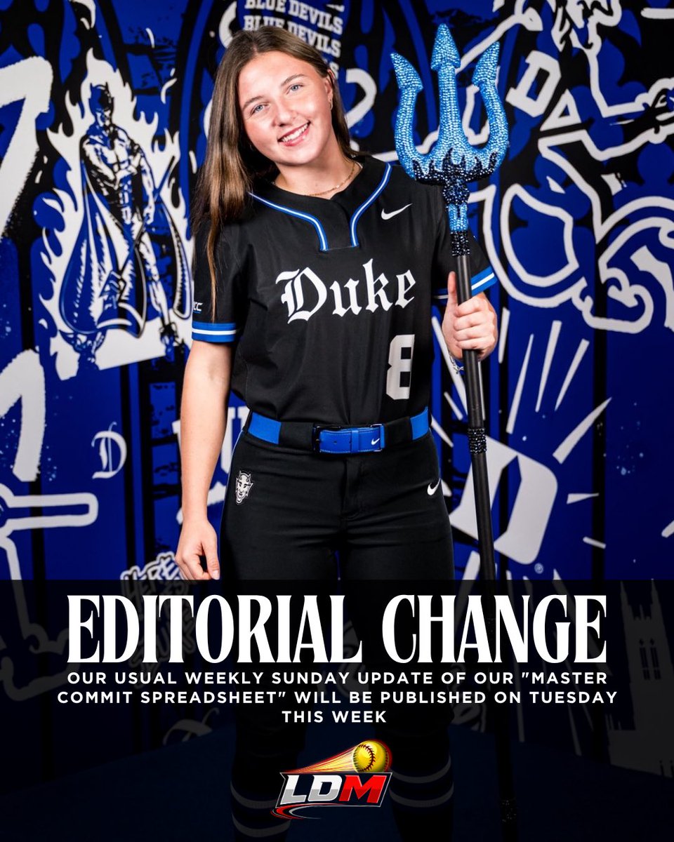 LineDsoftball's tweet photo. Editorial Change📝| Our Usual Weekly Sunday Update of Our “Master Commit Spreadsheet” Will Be Published on Tuesday This Week🥎 Link below to learn more!⬇️
🔗: https://t.co/P42TqxGuoR
#LineDriveMedia #editorialchange #mastercommitspreadsheet #softballcommits #collegecommits https://t.co/BfNu3Exdv4