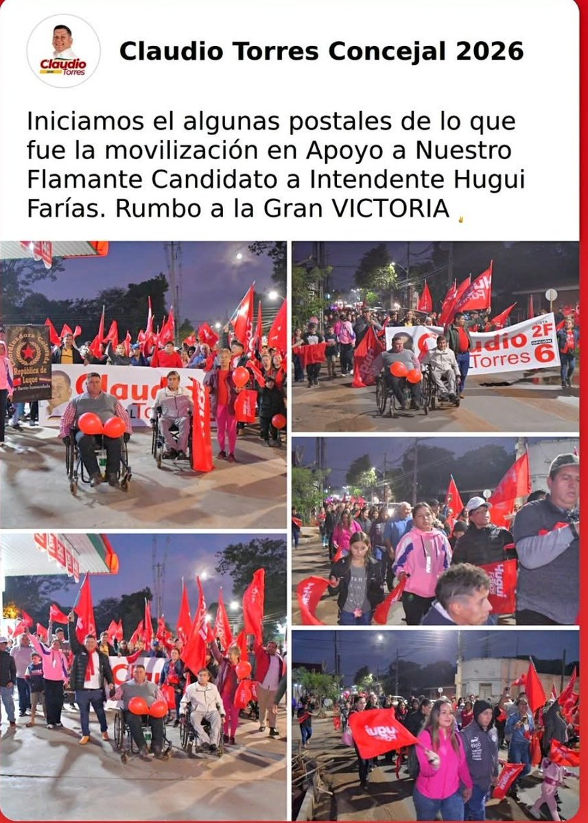 CuartoPoder_Py's tweet photo. 🔴PRECANDIDATO A CONCEJAL DE LUQUE CON ORDEN DE CAPTURA HACE CAMPAÑA EN LA CALLE CON TOTAL IMPUNIDAD Y SIN SER MOLESTADO POR LA POLICÍA

◾El agente fiscal Augusto Ledesma emitió Ayer una orden de detención contra el precandidato a concejal cartista de Luque, Juan Claudio Torres, quien fue imputado por los supuestos hechos de estafa, usurpación de funciones públicas y asociación criminal. Torres pertenece al movimiento Honor Colorado y responde políticamente al equipo del precandidato a intendente luqueño Hugo Farías. 

◾Según la imputación fiscal, el procesado formaría parte de un esquema delictivo dedicado a la venta irregular e ilegal de inmuebles de propiedad municipal, simulando seguir siendo funcionario de la comuna y llegando a percibir millonarias sumas de dinero por estas operaciones ilícitas. A pesar de que la orden de captura número 228 fue formalmente comunicada a la Comandancia de la @policia_py Nacional, la medida restrictiva no ha sido ejecutada. Dando una muestra de absoluta impunidad, el imputado fue visto anoche paseándose libremente por la vía pública en la ciudad de Luque mientras realizaba proselitismo y campaña electoral activa de cara a las internas municipales, todo esto sin ser molestado ni retenido en ningún momento por los efectivos policiales que debían ponerlo a disposición de la justicia.

◾Torres es el tercer candidato a concejal de la lista de Farías que es imputado por un delito. 
@MinPublicoPy @MDI_Paraguay
