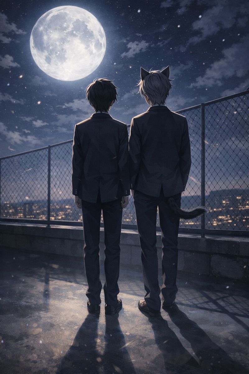WriterLuminous's tweet photo. 『僕が恋した君は人間じゃなかった』

「……え、じゃあ……本当に？」
「ああ」
「俺が、半妖でも？」
「うん」
「たまに、けも耳出てても？」
「ブラッシングしてやるよ」
「…………好き？」
「好き」
　
👉https://t.co/VgsLLVOyrV https://t.co/WGqnPuxWkM