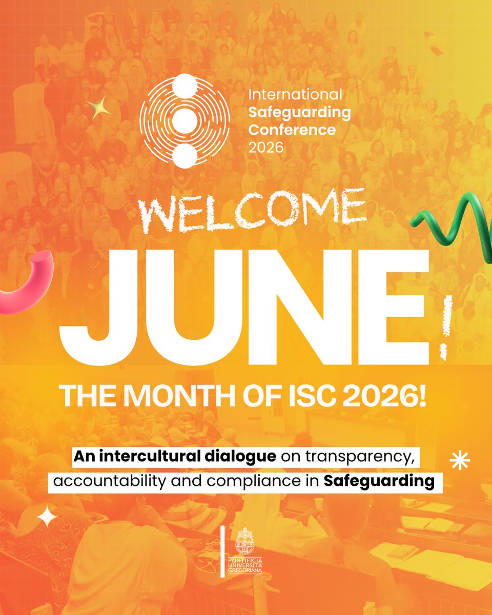 SaferChurch's tweet photo. 🌍 June arrived, and we’re officially in the month of the International Safeguarding Conference (ISC). Are you ready to learn, connect, and strengthen Safeguarding? 🗓️ June 16–19 | Pontifical Gregorian University, Rome
#ISC2026 #Safeguarding https://t.co/Wja1ZsX5zx