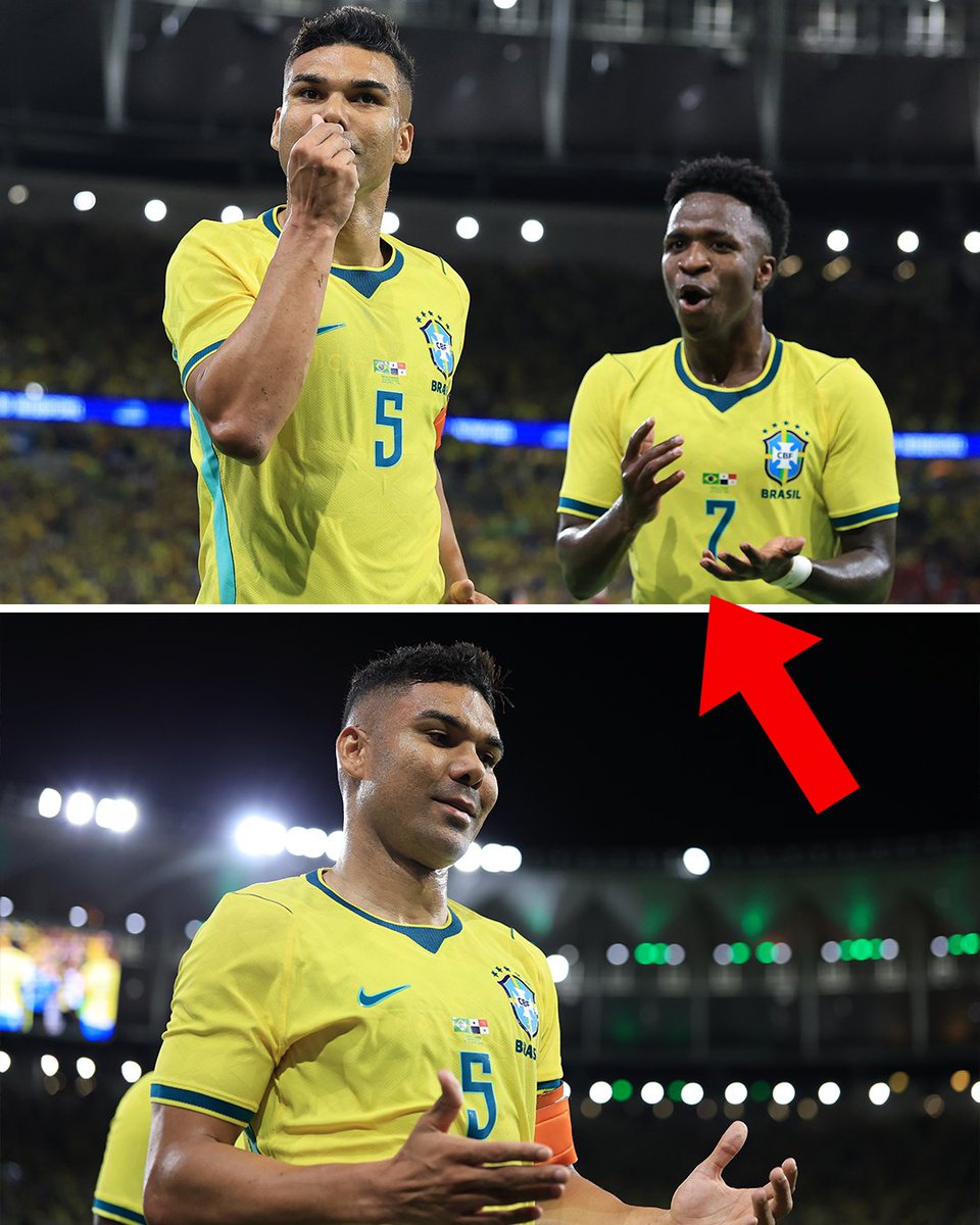 FCYahoo's tweet photo. Casemiro and Vinicius Junior hit the "6-7" celly during Brazil's friendly vs. Panama 🤣 https://t.co/yr7Q0QRBJt