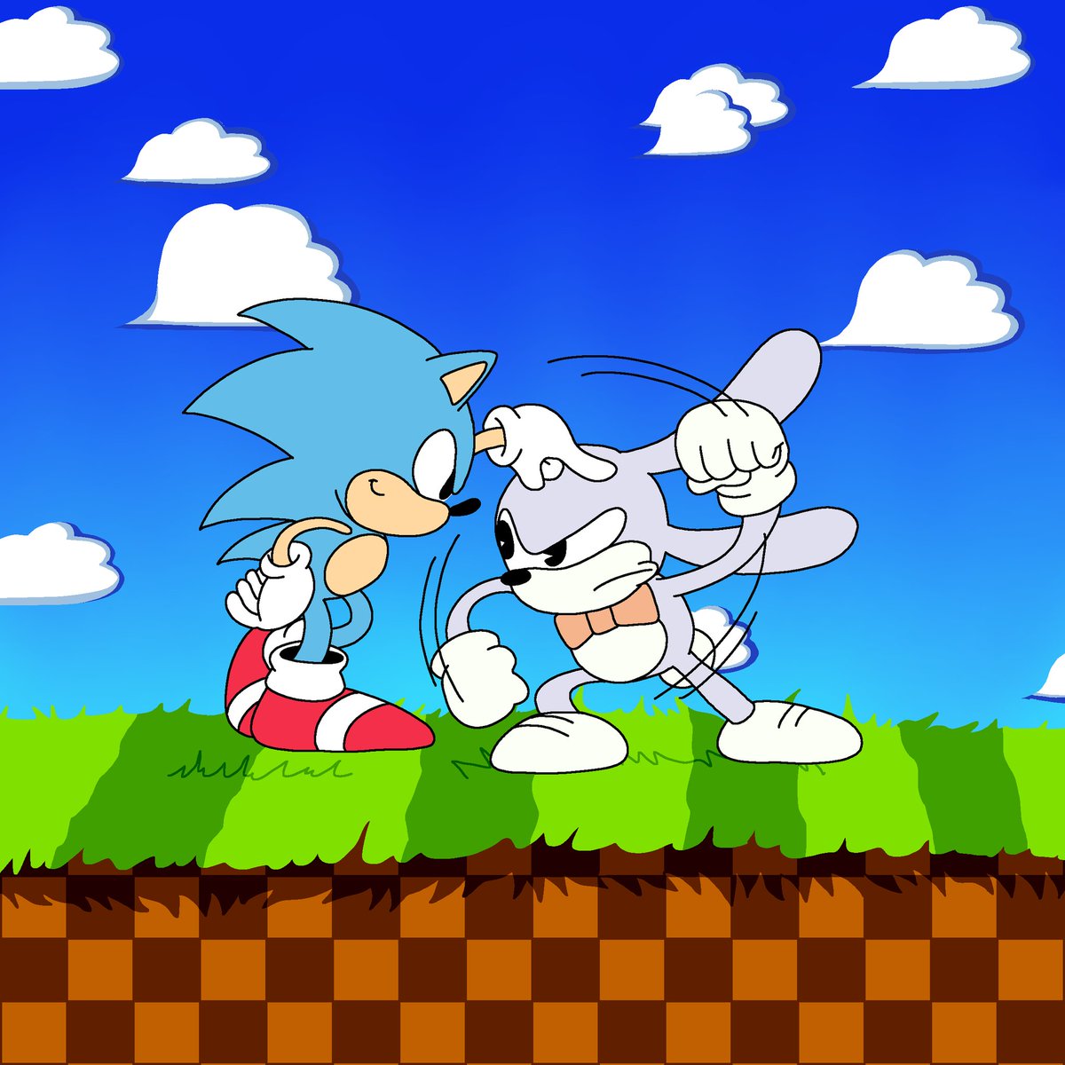 Speeds58510215's tweet photo. Sonic the Hedgehog meets Feels the Rabbit https://t.co/J8I6EyIJ40
