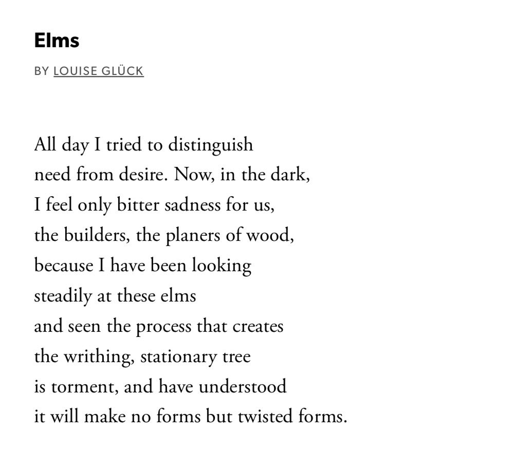 maureenthorson's tweet photo. “I tried to distinguish need from desire.” A poem by Louise Glück. https://t.co/RdgqGVcEcc