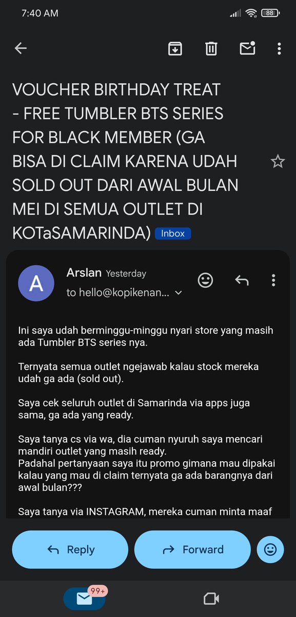 ars_maman's tweet photo. Sekelas @Kopikenangan_ID ternyata pelayanannya seburuk itu :)

Email pun ga dibalas.
Did u learn this behavior from corrupted government? If that so, I'm sorry for all yours employees https://t.co/RiLWzRVOxB