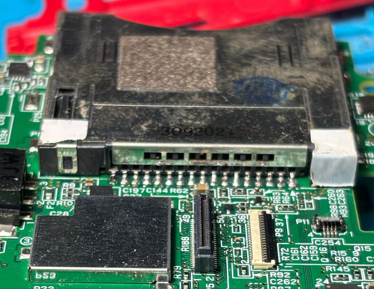 blkredz28's tweet photo. Soldered replacement card reader. Major job this really requires advanced soldering skills. I triple checked for bridging of pins and preformed the rake test. All good! https://t.co/bxVGf1om5z