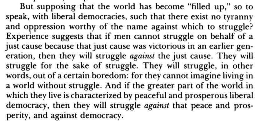 polidemitolog's tweet photo. The hate that Fukuyama gets is totally misplaced and indicates that those who smirk at him didn't really read his work, and are laughing at soundbites. He more or less predicted the crisis of values the democratic world finds itself in. https://t.co/AJbIqCN79M