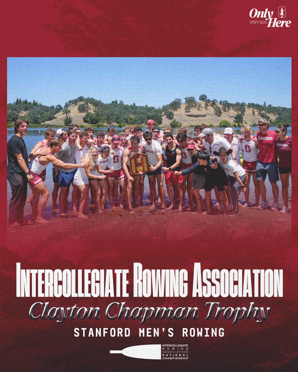 stanfordmrowing's tweet photo. Total. Team. Effort. 🏆🌲 

Stanford was awarded the Clayton Chapman Trophy at the conclusion of racing on Sunday, which is given to the school that accumulates the greatest year-over-year increase in its Ten Eyck total point count. https://t.co/uqNNNEcFcA
