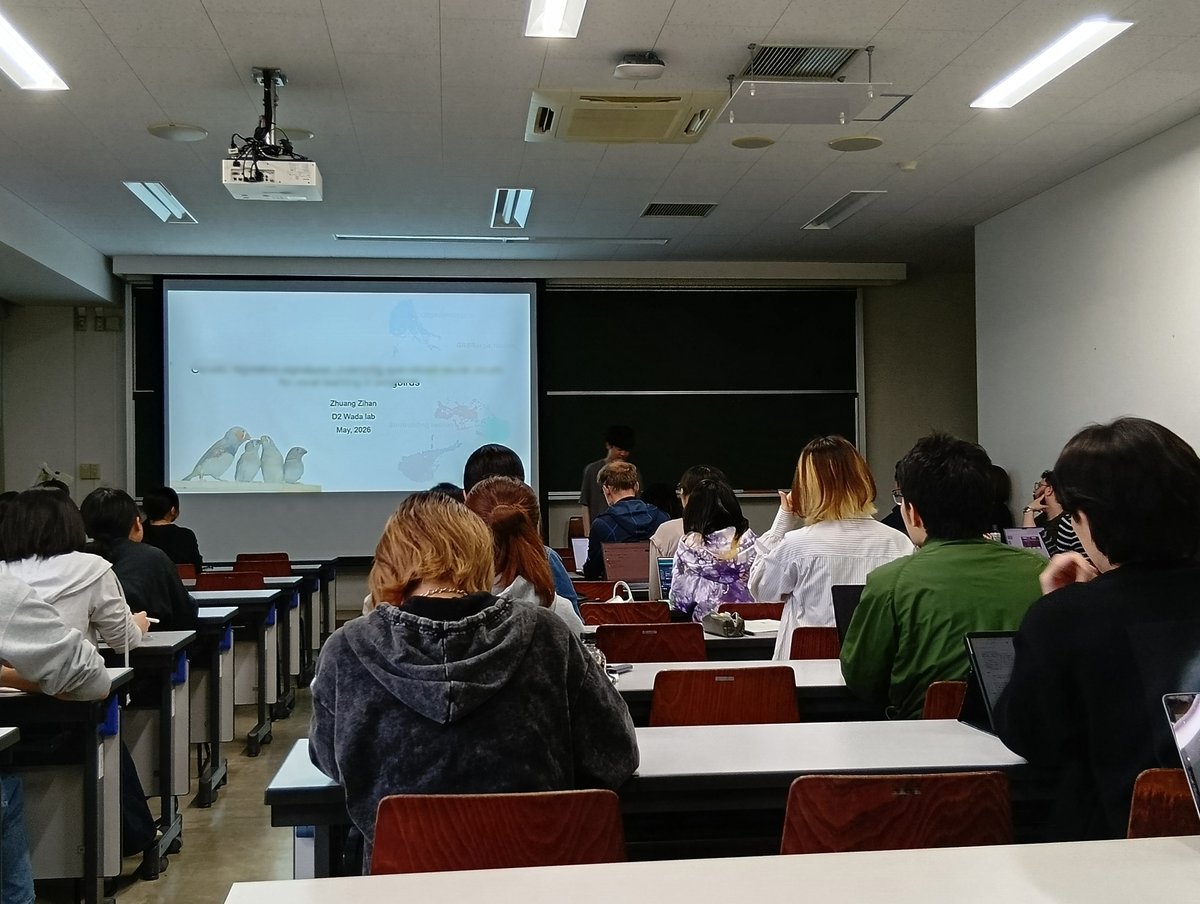 lab_wada2007's tweet photo. 行動神経科学（６研究室）全体のprogress report.11名の発表。 和多研からも3名の発表。質問する人は、ほぼ決まった人。質問しようとするマインドがないのか、他人の研究に興味がないのか？　質問するという行為は能動性の証。研究って能動性的な行為。質問という機会を自分を磨く機会に！　（KW) https://t.co/Q4OP1x4F06