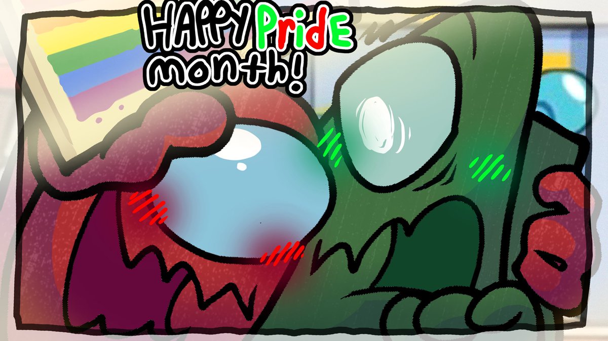 LeadsterInkest's tweet photo. Happy pride month gang, might as well celebrate using my canon couple! (Sorry if the art is a little shit)

Tags- #vsimpostor #fnf #amongus https://t.co/Hm7AWYOZMw