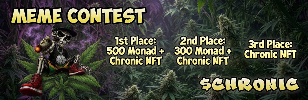 BurnWeedsta's tweet photo. 🚨 $CHRONIC MEME CONTEST IS LIVE 🚨

🕒 Starts NOW
⏰ Ends Friday — no extensions

How to enter:

 Follow @BurnWeedsta
 Create your best meme using this character (must be in the scene)
 Tag us + use #ChronicMeme
Rt this post 

Prizes:

💰 Top memes win the full prize pool (bags of $CHRONIC + surprises)
👀 Don’t hold 1M $CHRONIC? You still win — 50% of the prize
Pure community vibes. No fluff. Best memes take it.

👇 Drop entries below — we’ll repost the 🔥 ones
🗓️ Deadline: Friday