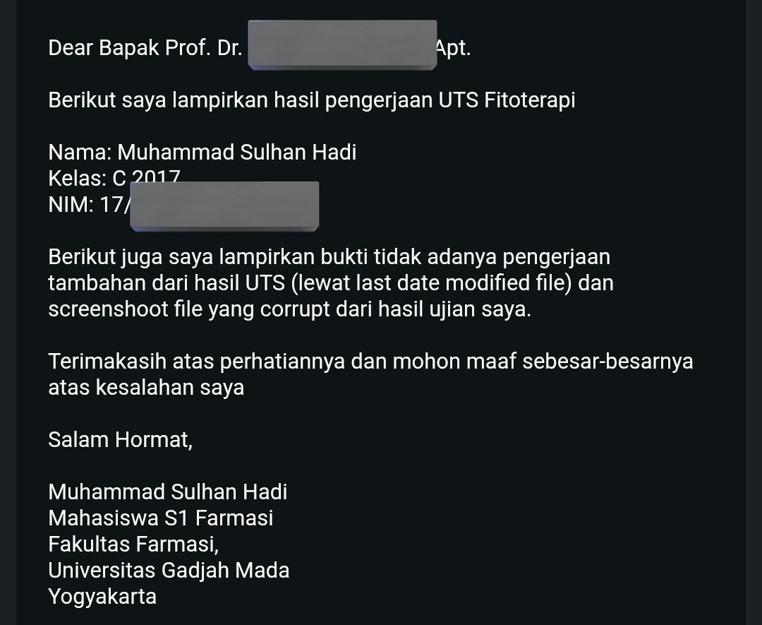 losingwhey's tweet photo. Sedikit relate pas mahasiswa punya pengalaman nilai ga keluar di akhir semester karena hasil ujian UTS blank akibat corrupt pas diconvert.
Untungnya dosen masih terima klarifikasi karena bukti filenya masih ada🫣. https://t.co/n7BgsJSGdb