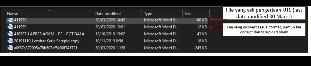 losingwhey's tweet photo. Sedikit relate pas mahasiswa punya pengalaman nilai ga keluar di akhir semester karena hasil ujian UTS blank akibat corrupt pas diconvert.
Untungnya dosen masih terima klarifikasi karena bukti filenya masih ada🫣. https://t.co/n7BgsJSGdb