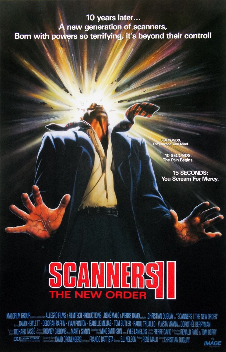 EugWSerra's tweet photo. On June 28, 1991, Scanners II: The New Order premiered. #ScannersIITheNewOrder #DavidHewlett #DeborahRaffin #RaoulTrujillo #YvanPonton #MichaelRudder #JasonCavalier #DorothéeBerryman #MurrayWestgate #TomButler #VlastaVrána https://t.co/Bgljc6aeb4