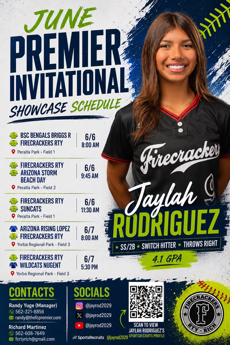 jayrod2029's tweet photo. June Premier Invitational held in Orange County, CA is next weekend. Please check out my schedule and my Sports Recruit profile. https://t.co/FUBD0mIzl1
